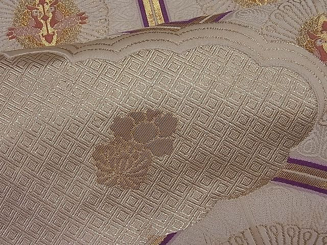 平和屋着物■六通柄袋帯 唐織 向かい鳥亀甲文 金糸 逸品 ut4185