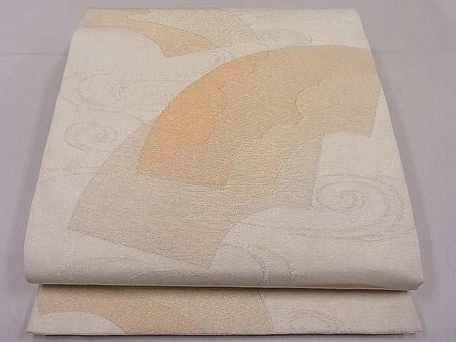 平和屋着物■六通柄袋帯 流水地紙文 金糸 逸品 ut4186