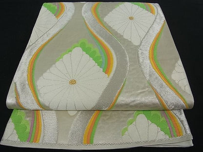 平和屋着物■六通柄袋帯 唐織 立涌菊菱文 金銀糸 逸品 uw0119