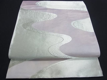 平和屋着物■六通柄袋帯 流水文 銀糸 逸品 uw0137
