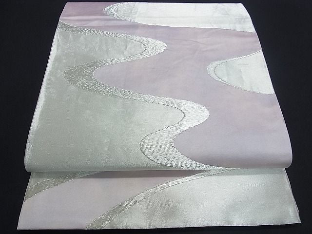 平和屋着物■六通柄袋帯 流水文 銀糸 逸品 uw0137
