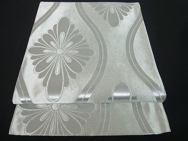 平和屋着物■全通柄袋帯 立涌花文 銀糸 逸品 uw0198