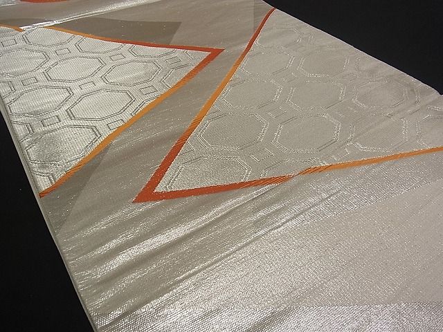 平和屋着物■六通柄袋帯 切嵌蜀江文 銀糸 逸品 uw0232