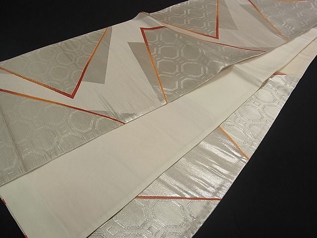 平和屋着物■六通柄袋帯 切嵌蜀江文 銀糸 逸品 uw0232