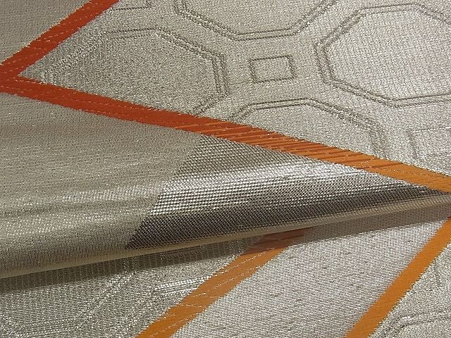 平和屋着物■六通柄袋帯 切嵌蜀江文 銀糸 逸品 uw0232