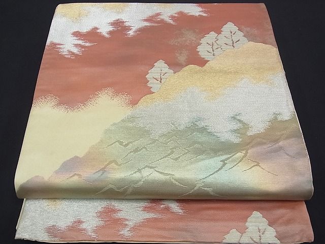 平和屋着物■六通柄袋帯 風景文 金銀糸 逸品 uw0259