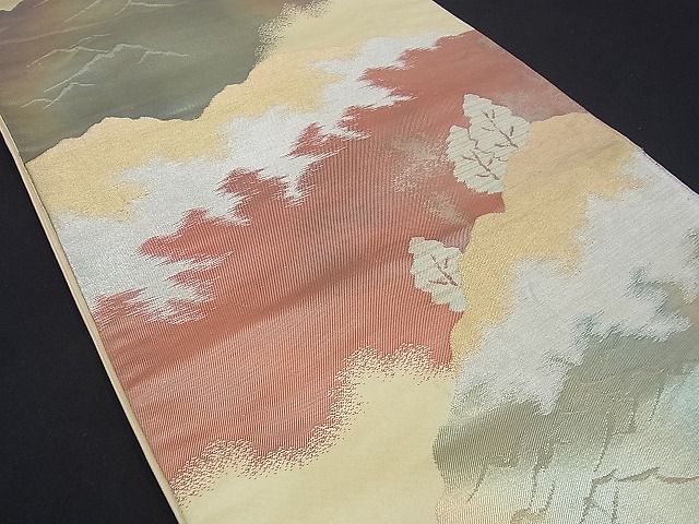 平和屋着物■六通柄袋帯 風景文 金銀糸 逸品 uw0259