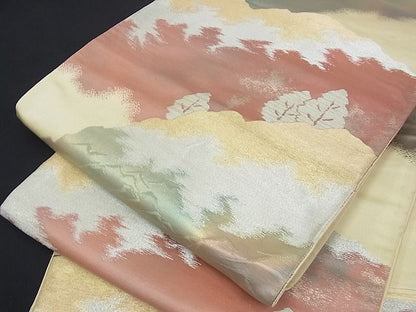 平和屋着物■六通柄袋帯 風景文 金銀糸 逸品 uw0259