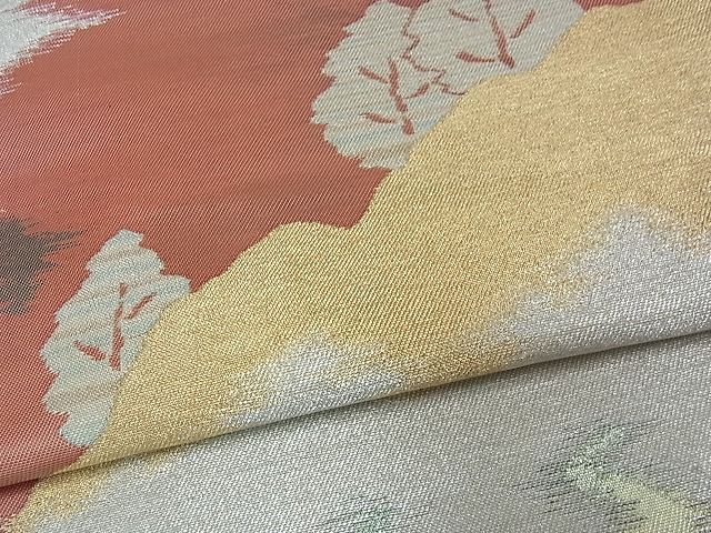 平和屋着物■六通柄袋帯 風景文 金銀糸 逸品 uw0259