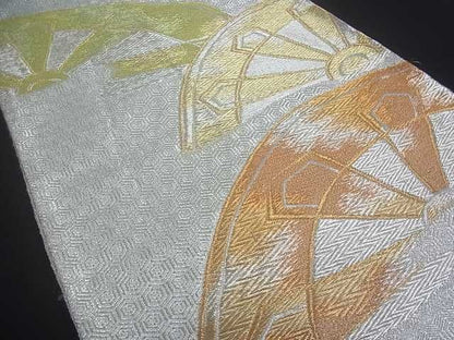 平和屋着物■六通柄袋帯 片輪車吉祥文 金銀糸 逸品 uw0294