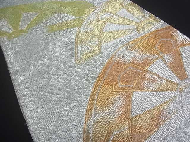 平和屋着物■六通柄袋帯 片輪車吉祥文 金銀糸 逸品 uw0294