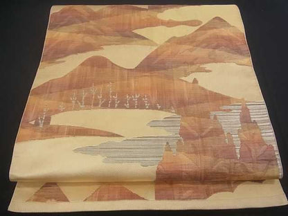平和屋着物■八寸名古屋帯 遠山風景文 逸品 uw0305