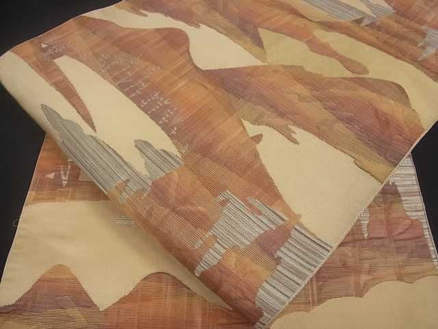平和屋着物■八寸名古屋帯 遠山風景文 逸品 uw0305