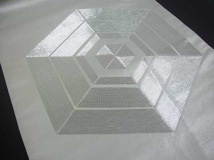 平和屋着物■太鼓柄袋帯 駒刺繍 亀甲文 銀糸 逸品 uw0326