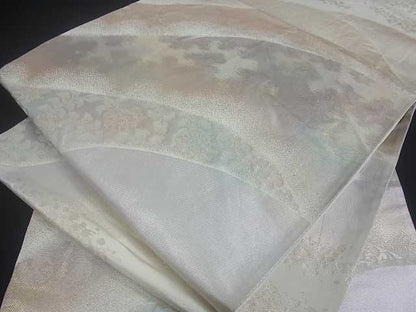 平和屋着物■六通柄袋帯 重ね山花鳥文 金銀糸 逸品 uw0328