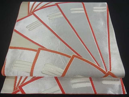 平和屋着物■六通柄袋帯 檜扇文 金銀糸 逸品 uw0330