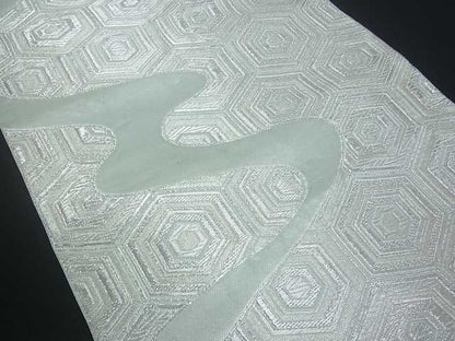 平和屋着物■六通柄袋帯 流水亀甲文 銀糸 逸品 uw0342