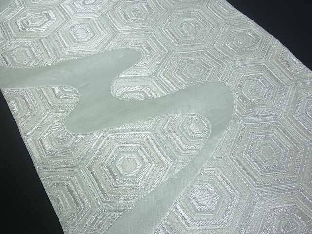 平和屋着物■六通柄袋帯 流水亀甲文 銀糸 逸品 uw0342