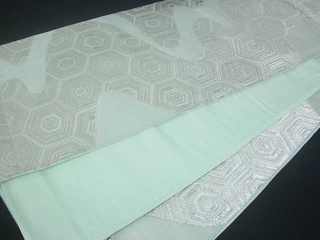 平和屋着物■六通柄袋帯 流水亀甲文 銀糸 逸品 uw0342