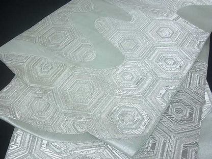 平和屋着物■六通柄袋帯 流水亀甲文 銀糸 逸品 uw0342