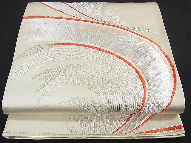 平和屋着物■六通柄袋帯 飛鶴文 銀糸 逸品 uw0364