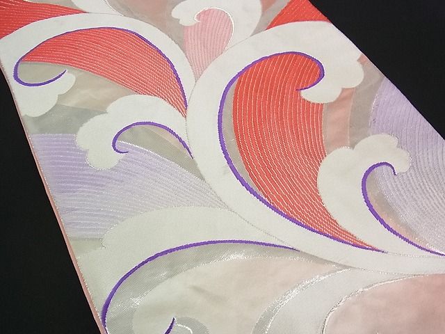 平和屋着物■六通柄袋帯 彩美 唐草文 銀糸 逸品 uw0576