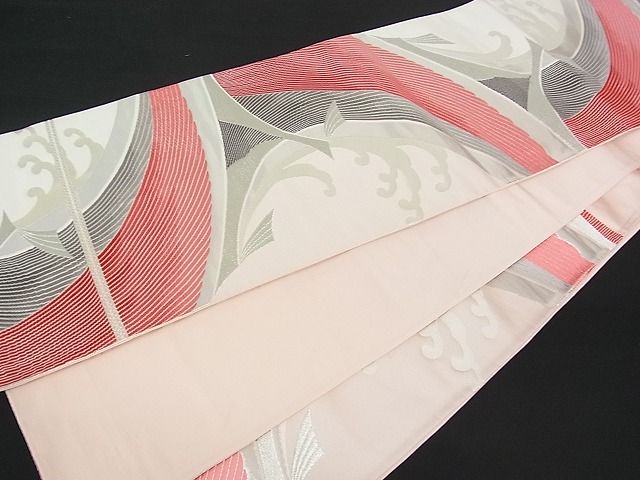 平和屋着物■六通柄袋帯 立波孔雀文 銀糸 逸品 uw0579