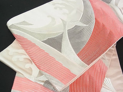 平和屋着物■六通柄袋帯 立波孔雀文 銀糸 逸品 uw0579