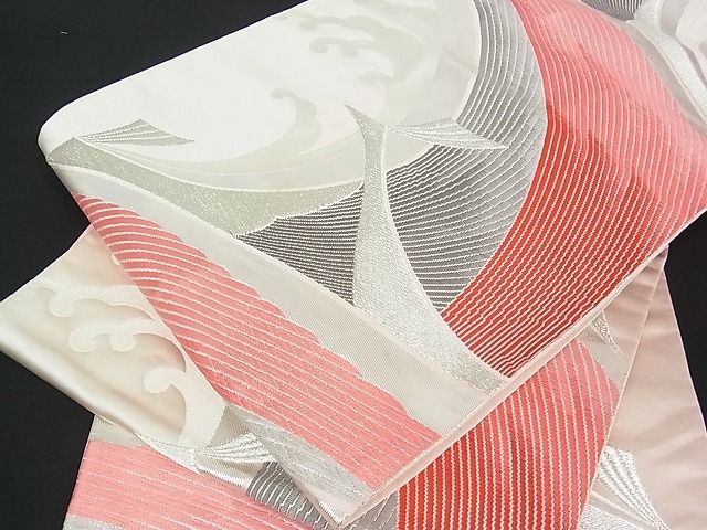 平和屋着物■六通柄袋帯 立波孔雀文 銀糸 逸品 uw0579