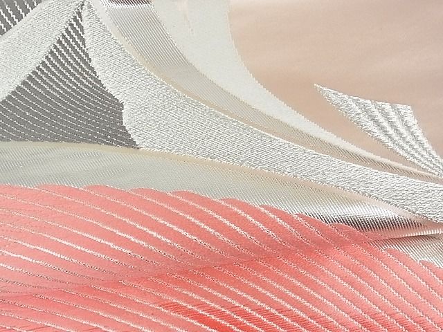 平和屋着物■六通柄袋帯 立波孔雀文 銀糸 逸品 uw0579