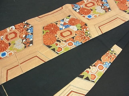 平和屋着物■六通柄袋帯 亀甲花文 金銀糸 逸品 uw0581