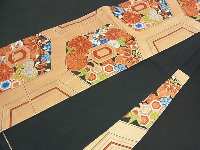 平和屋着物■六通柄袋帯 亀甲花文 金銀糸 逸品 uw0581