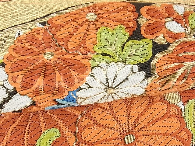 平和屋着物■六通柄袋帯 亀甲花文 金銀糸 逸品 uw0581
