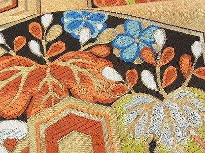 平和屋着物■六通柄袋帯 亀甲花文 金銀糸 逸品 uw0581