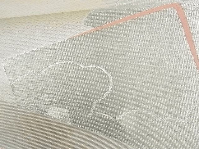 平和屋着物■六通柄袋帯 色紙重ね文 銀糸 逸品 uw0582