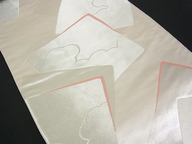 平和屋着物■六通柄袋帯 色紙重ね文 銀糸 逸品 uw0582