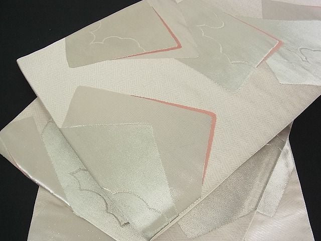 平和屋着物■六通柄袋帯 色紙重ね文 銀糸 逸品 uw0582