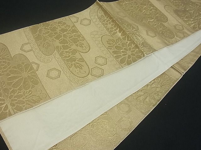 平和屋着物■六通柄袋帯 霞取り吉祥花文 金糸 逸品 uw0607