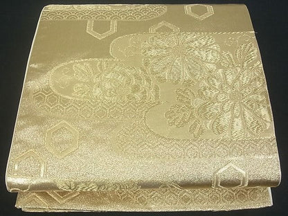 平和屋着物■六通柄袋帯 霞取り吉祥花文 金糸 逸品 uw0607