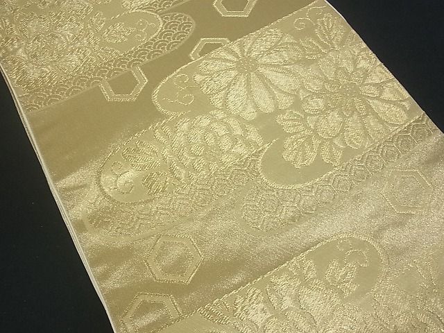 平和屋着物■六通柄袋帯 霞取り吉祥花文 金糸 逸品 uw0607