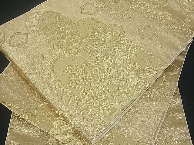 平和屋着物■六通柄袋帯 霞取り吉祥花文 金糸 逸品 uw0607