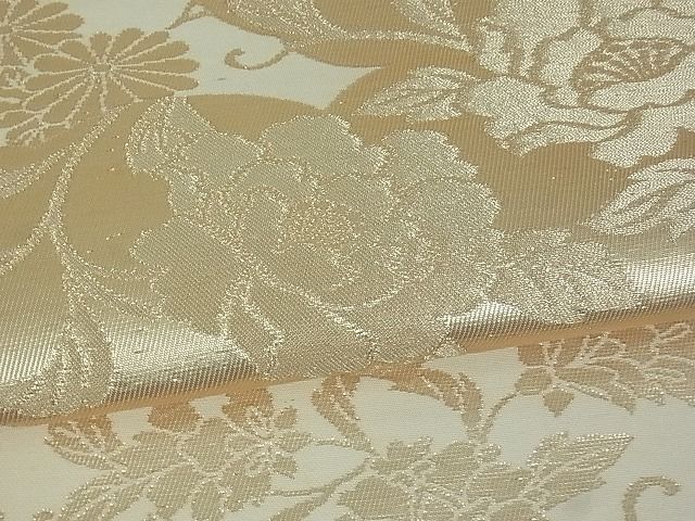 平和屋着物■六通柄袋帯　雲取り立波花文　金糸　逸品　uw0614