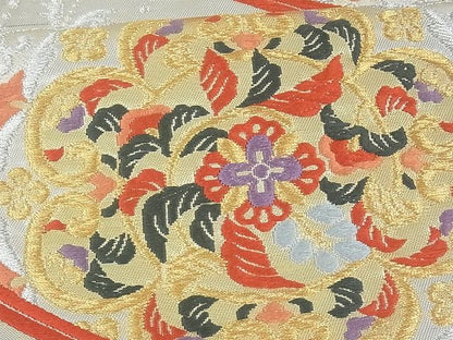 平和屋着物■六通柄袋帯 正倉院花文 金銀糸 逸品 uw0623