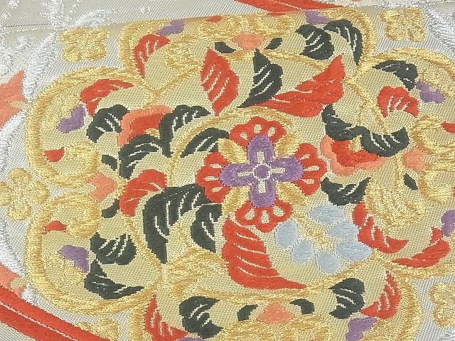 平和屋着物■六通柄袋帯 正倉院花文 金銀糸 逸品 uw0623