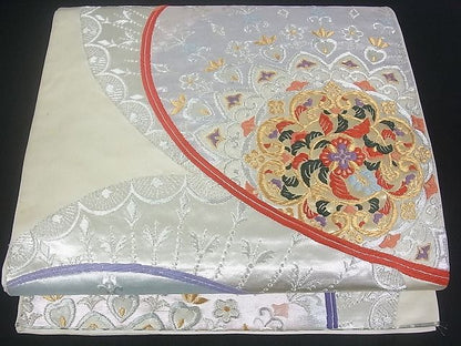 平和屋着物■六通柄袋帯 正倉院花文 金銀糸 逸品 uw0623