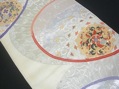 平和屋着物■六通柄袋帯 正倉院花文 金銀糸 逸品 uw0623