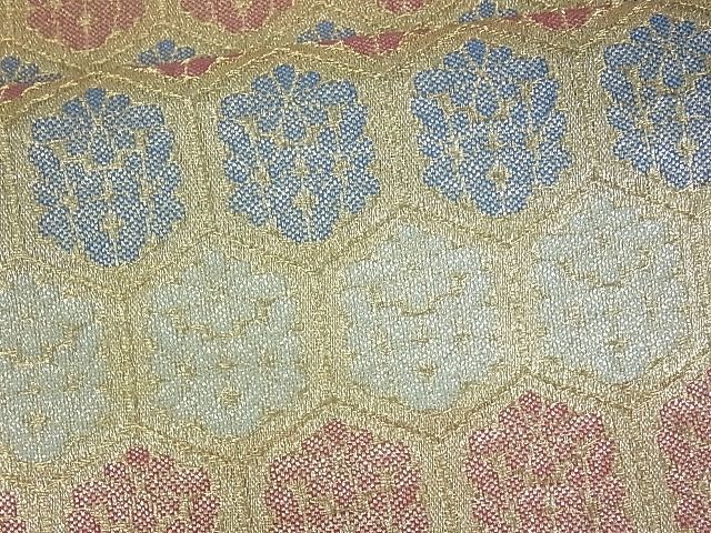 平和屋着物■六通柄袋帯 亀甲花文 金糸 逸品 uw0627