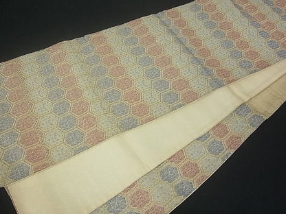 平和屋着物■六通柄袋帯 亀甲花文 金糸 逸品 uw0627