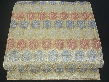 平和屋着物■六通柄袋帯 亀甲花文 金糸 逸品 uw0627