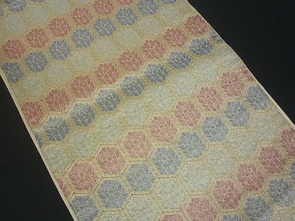 平和屋着物■六通柄袋帯 亀甲花文 金糸 逸品 uw0627